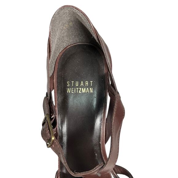 Vintage Stuart Weitzman Brown Leather Heels Women’s Size 8 Made in Spain NWOT - Picture 13 of 14